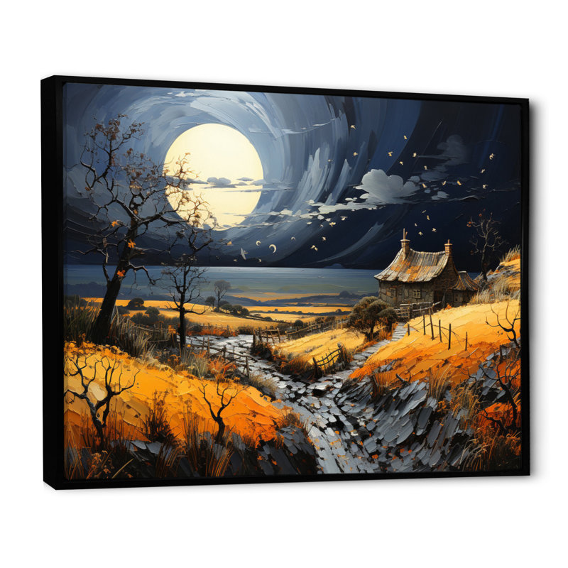 Patchwork de campagne Moody Skies I, Cadre flottant noir, H 24 po x l 32 po x P 1 po
