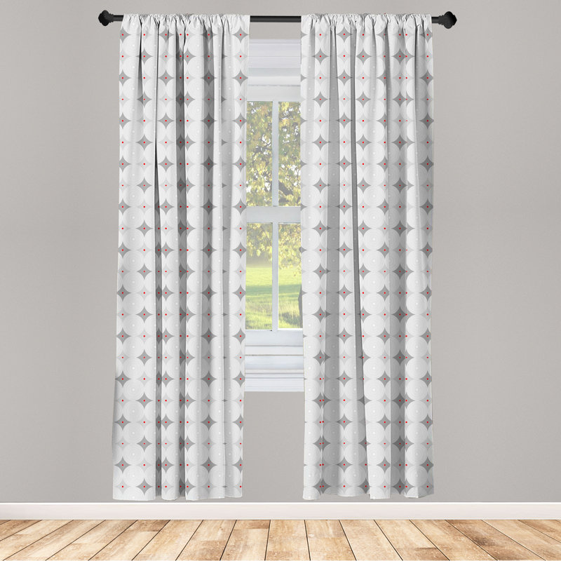 Rideaux à 4 panneaux East Urban Home, 56 po x 95 po, gris pâle et corail foncé, L 56 po x L 84 po