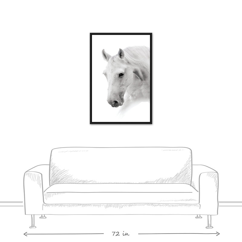 Cheval noir et blanc, reproduction sur toile, H 37,75 po x l 25,75 po