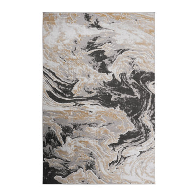 PAYAS Collection Grey Abstract Area Rug - Modern Power-Loomed Living Room Carpet, Stain Resistant & Non-Shedding for High Traffic
