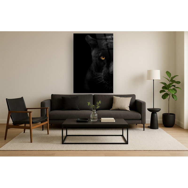 Art mural en verre trempé sans cadre Panter Face - 40 po x 60 po