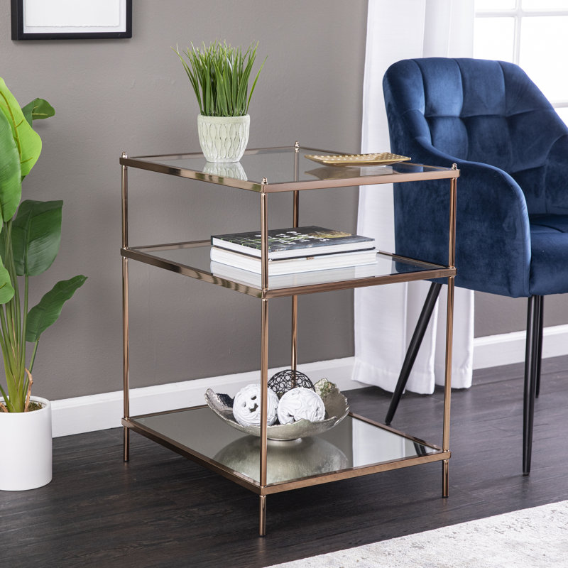 Gosport Glass Tray Top End Table, Copper