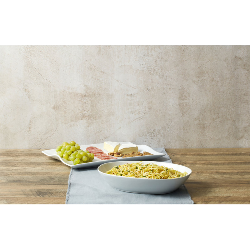 Fitz and Floyd Everyday White 2-Piece Serving Bowl and Rectangular Platter Set