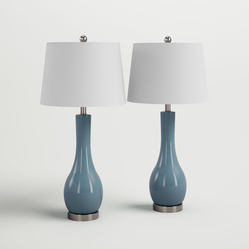 Leithgow Ceramic USB Table Lamp, Blue
