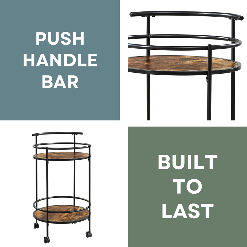 Rayfield Metal Serving Bar Cart, Barnwood Black