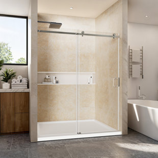 58-60" Wx74 H Frameless Single Sliding Shower Door  5/16" Tempered