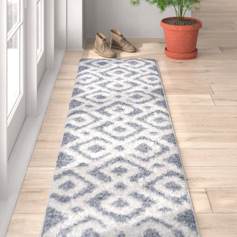 Tapis crème / gris Scituate Retro Trellis, Tapis de couloir 2 pi 2 po x 8 pi