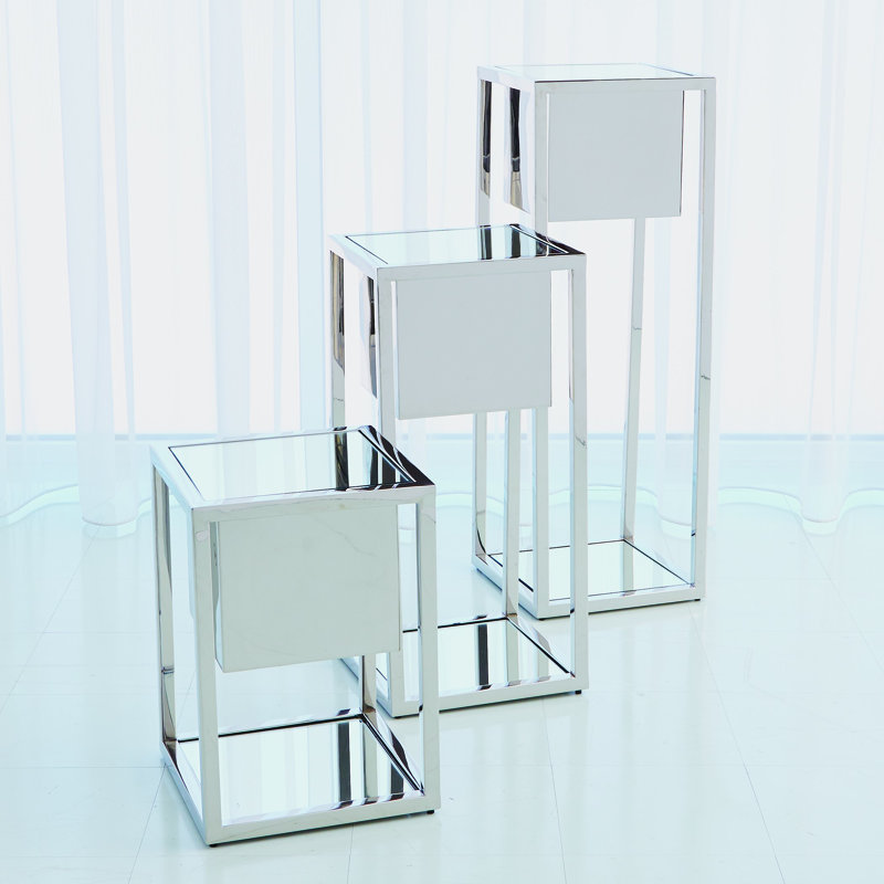 Escher Pedestal/Planter, 30" H x 14" W x 14" D, Brass