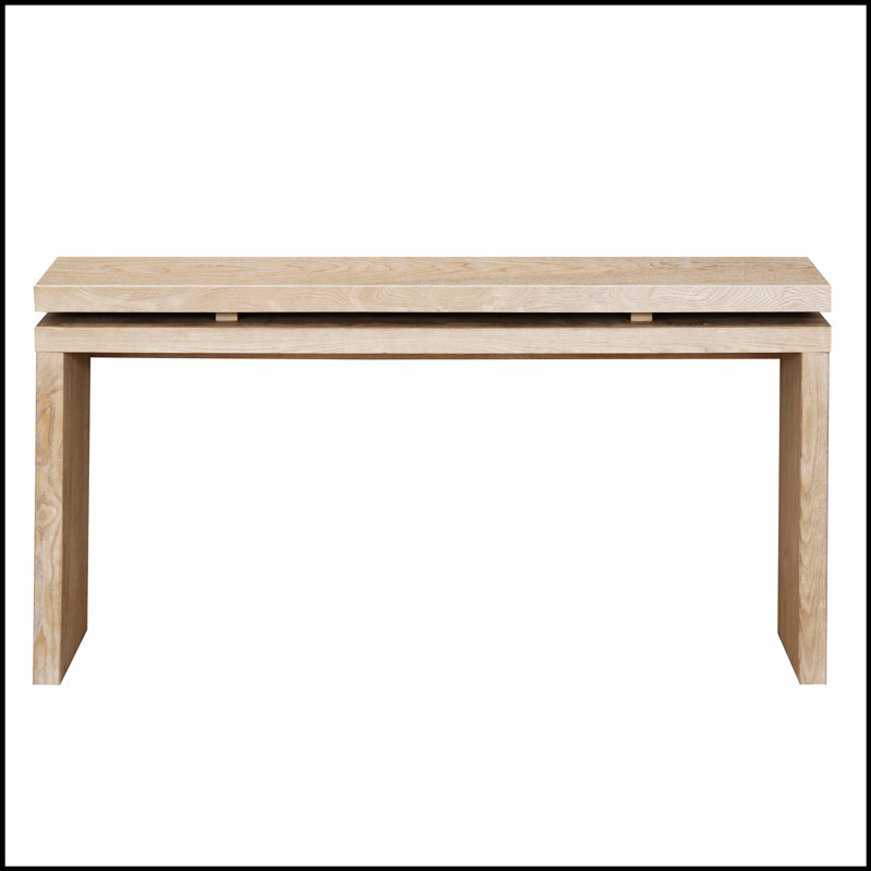 60-Inch Antique Natural Farmhouse Console Table with Double Board Suspension, Solid Wood & MDF, Perfect for Entryway and Living Room