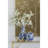 D9.5x16" Blue and White Chinoiserie Flower vase with Gold Accents
