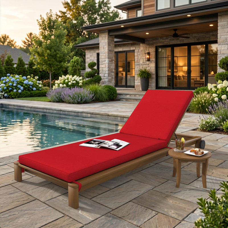 Sunbrella® Outdoor Chaise Cushion, Canvas Jockey Red, 23" W x 75" D