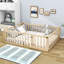 Lit plateforme en bois Hajer avec clôture et porte-657190986-657190991