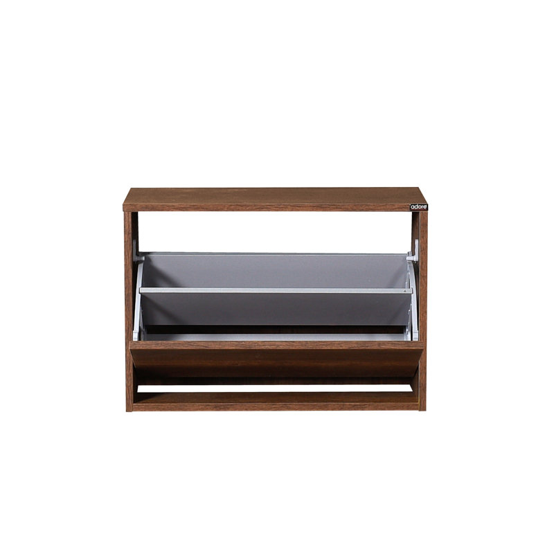 Armoire à chaussures moderne, noyer Oslo, 23,6 po x 16,5 po x 11,8 po | 100% panneau de particules enduit de mélamine, épaisseur: 0,6 pouce | Nombreuses tablettes, conception à fixation murale | Solution de rangement élégante et fonctionnelle pour le vestibule et le couloir