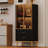 Fluted Storage Cabinet With Glass Door And 2 Drawers-2142717787