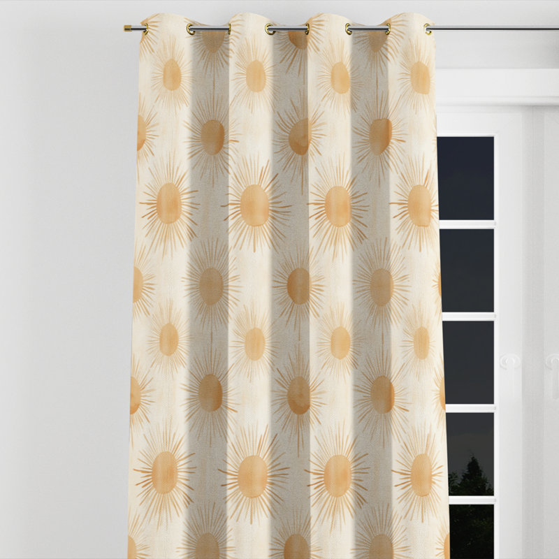 Rideaux de fenêtre Modern - jaune Boho Sun Glow avec œillets - 1 panneau, Œillets dorés, L 52 po x L 63 po