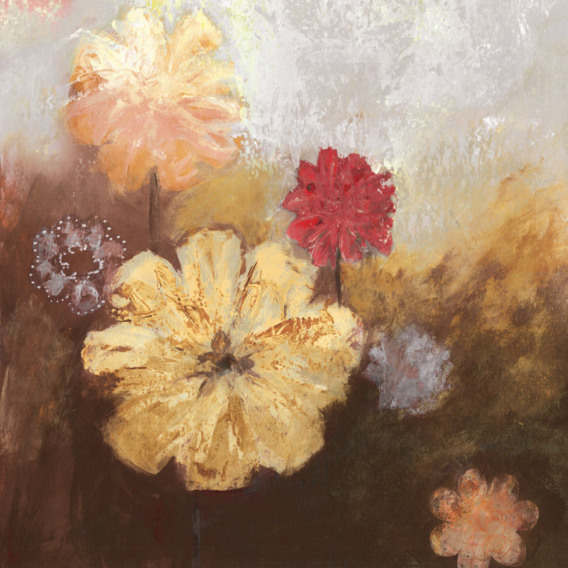 Yellow And Red Flowers Close Up - Wrapped Canvas Painting, 30cm H x 30cm W x 3.8cm D