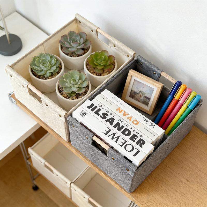 Foldable Fabric Storage Bins With Wooden Handles, Washable Decorative Organizer Boxes For Home, Laundry, And Shelf Storage