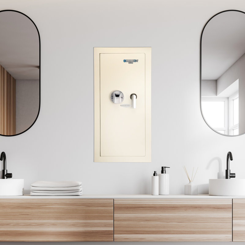 Coffre-fort de 0,82 pi³ beige - intérieur pratique avec compartiment verrouillable et trous de montage pré-percés à DEL pour installation facile