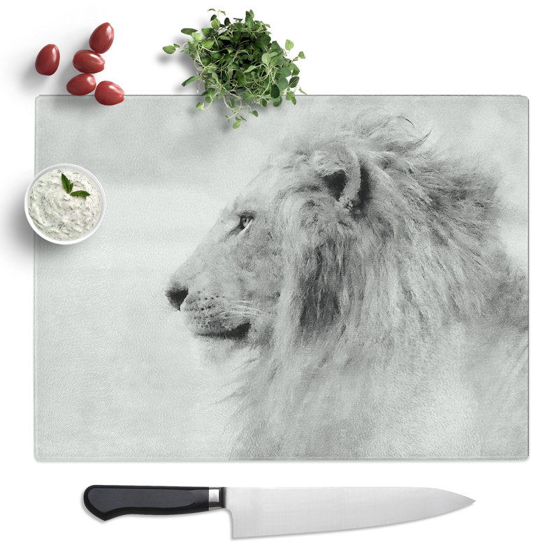 A Lion  Glass Chopping Board