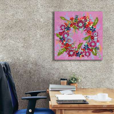 Epic Graffiti 'Spring Wreath'  by Jeri Hauth Canvas Wall Art, 26" x 26"