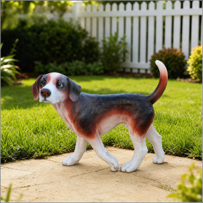 Lifelike Beagle Dog Statue, Realistic Resin Figurine for Indoor and Outdoor Decor, Durable and Weather-Resistant