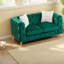 Canapé à compression, velours vert, Chesterfield