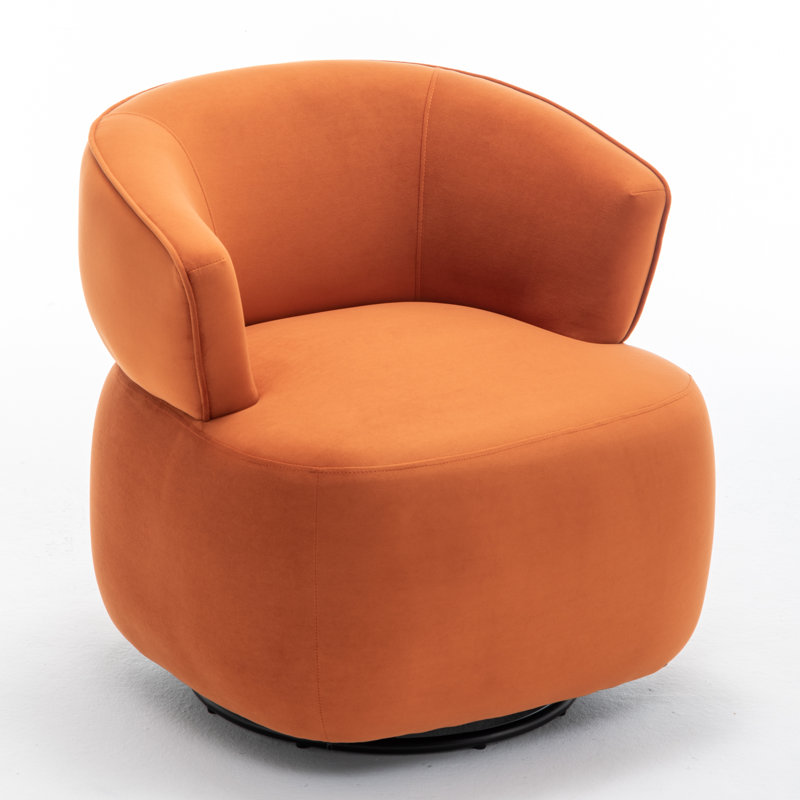 Olevide Swivel Barrel Chair, Orange Velvet