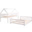 Lit superposé simple au-dessus d'une maison double en blanc, toit incliné, sommeil sécuritaire, multifonctionnel, assemblage facile