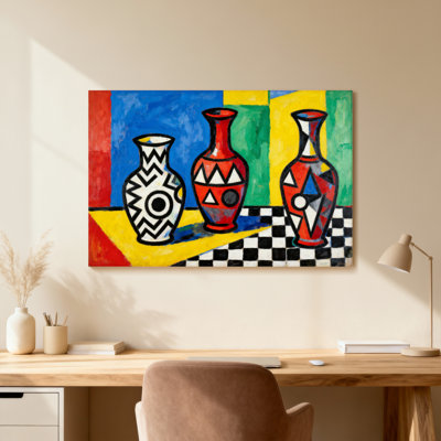 Motif d'art abstrait de vases géométriques colorés