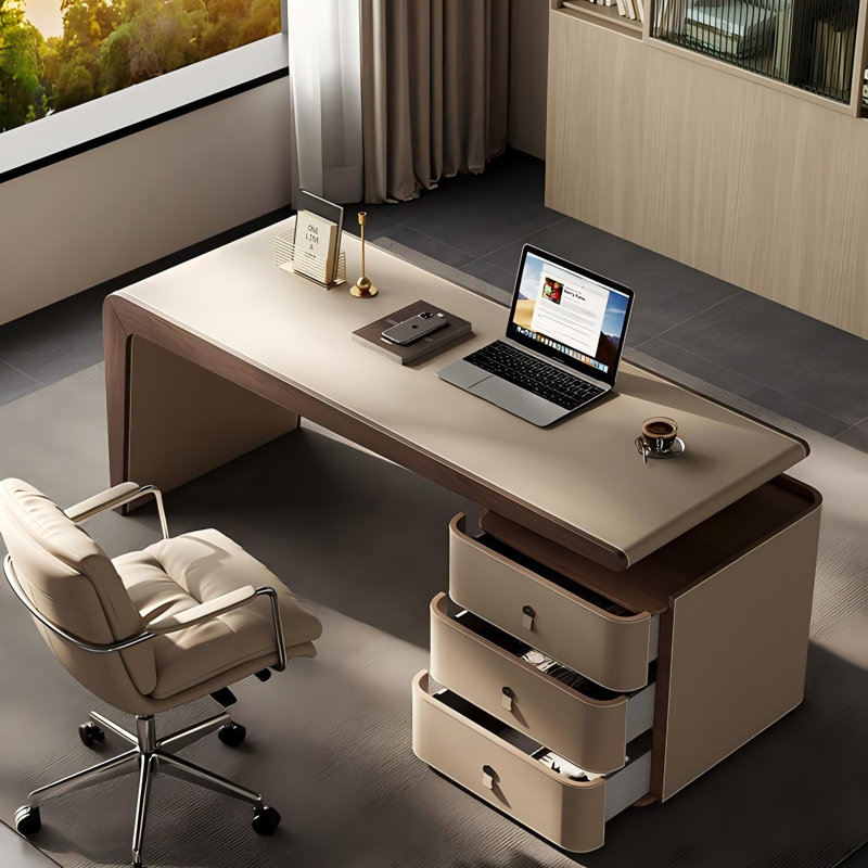 Bureau d'écriture 62,99 po à 3 tiroirs kaki, H 29,53 po x l 62,99 po x P 27,56 po