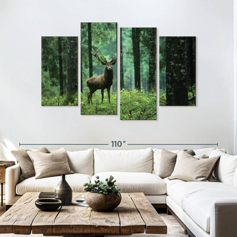 Wapiti en forêt, H 54 po x l 84 po