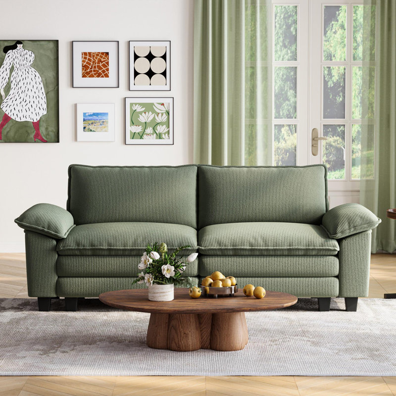 Colbey 90'' Upholstered Modular Cloud Sofa, Lena Green Corduroy, 34.64'' H x 89.76'' W x 34.64'' D