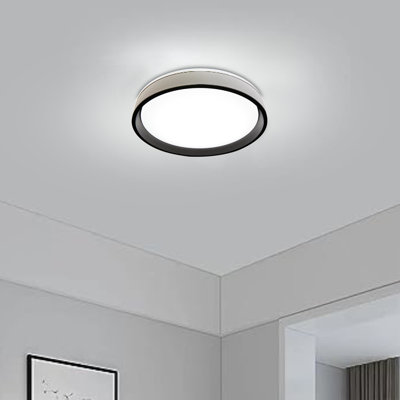 15.3 Inch LED Round Flat Panel Light, White Frame with Black Inside, 3000K/4000K/5000K, Dimmable, 24W Flush Mount Ceiling Light Fixture, for Kitchen, Bedroom, Laundry, ETL Listed