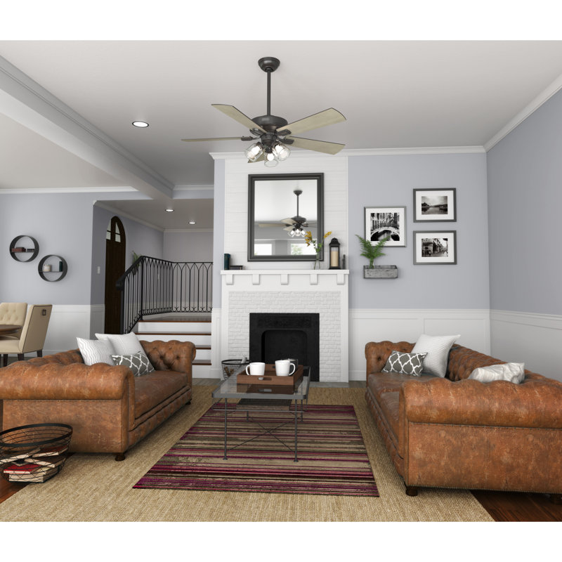 Crestfield 52" 5 - Blade Standard Ceiling Fan with Lights and Remote, Noble Bronze