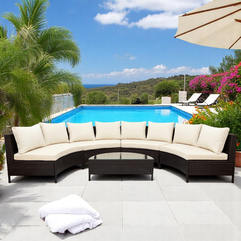 Nooriyah Curved Outdoor Conversation Set, Beige