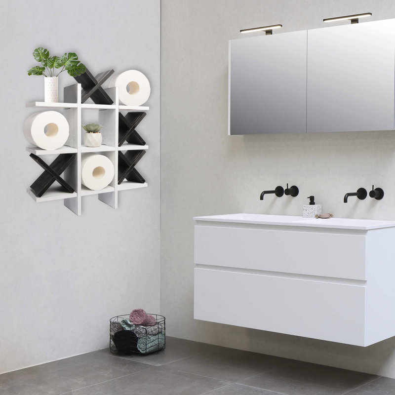 Dhaill Square Wood Tiered Shelf, White