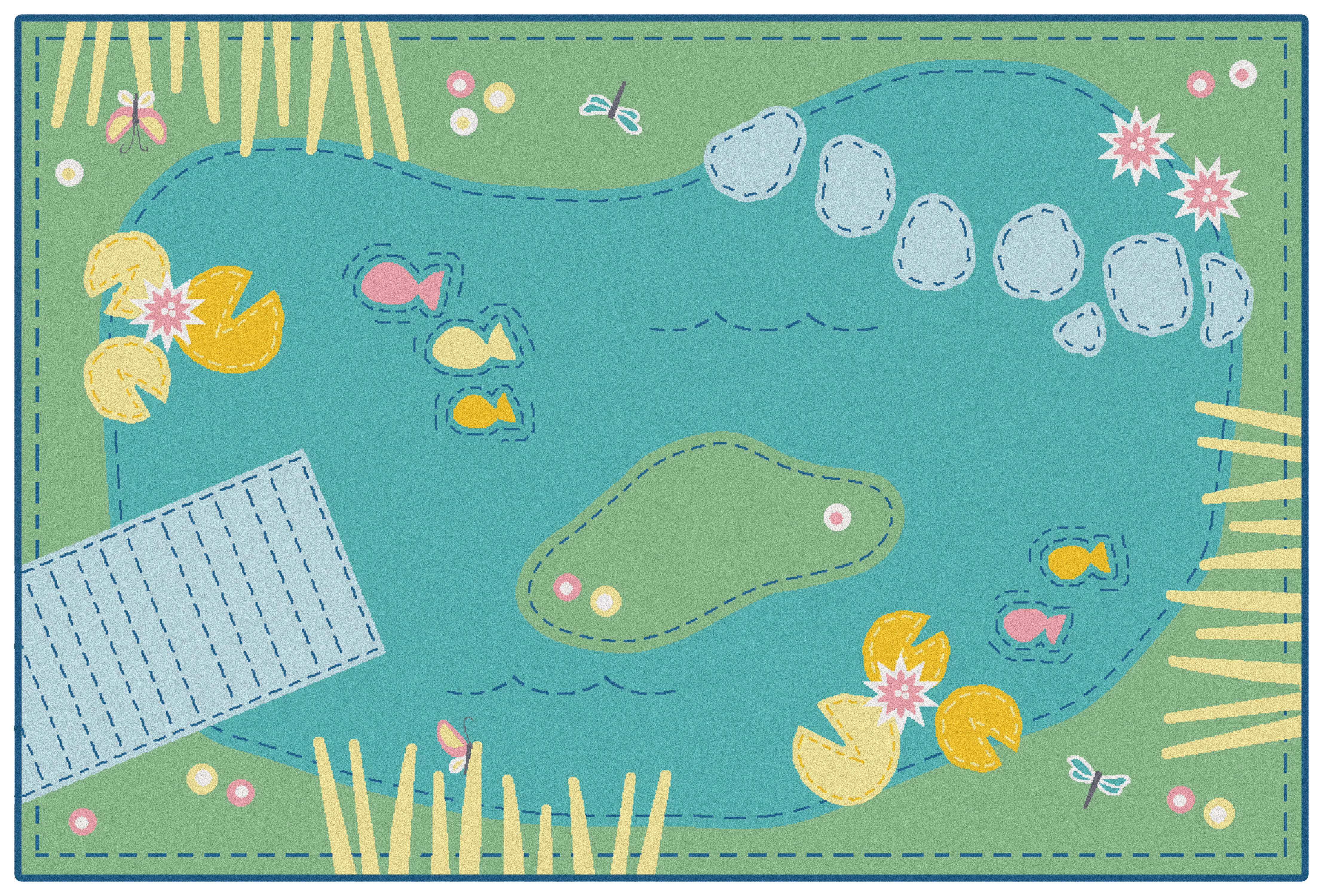 Carpets for Kids Tranquil Pond Classroom Rectangle Machine Tufted Nylon ...