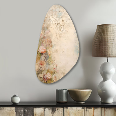 «Rustic Bouquet Pink Roses», art mural asymétrique en forme de rose