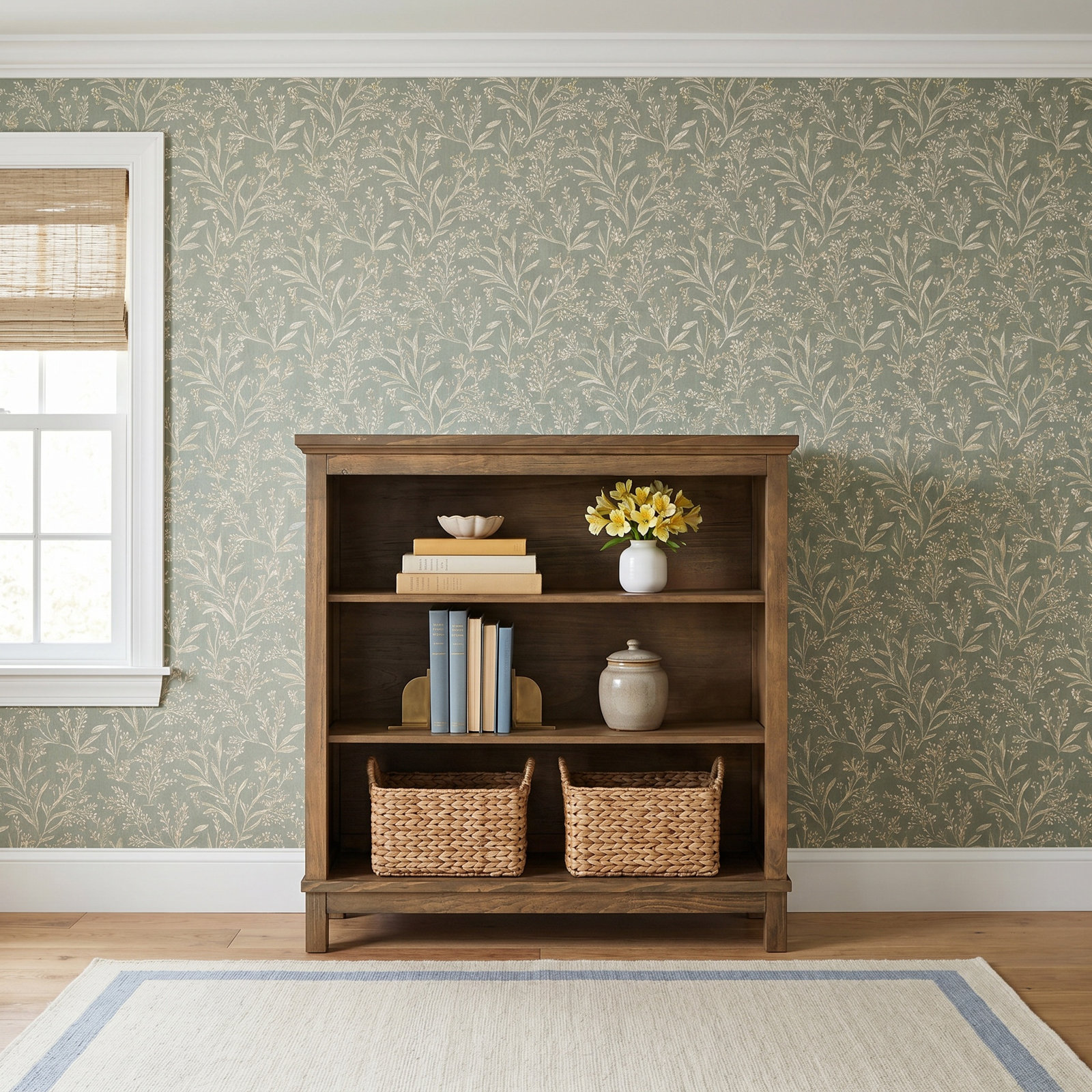Aceline Wide Bookcase, Harvest Brown