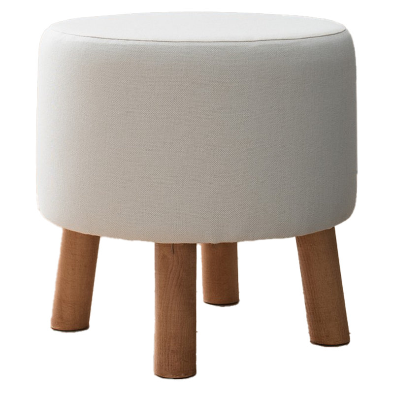 Upholstered Ottoman, Cream Polyester/Cotton
