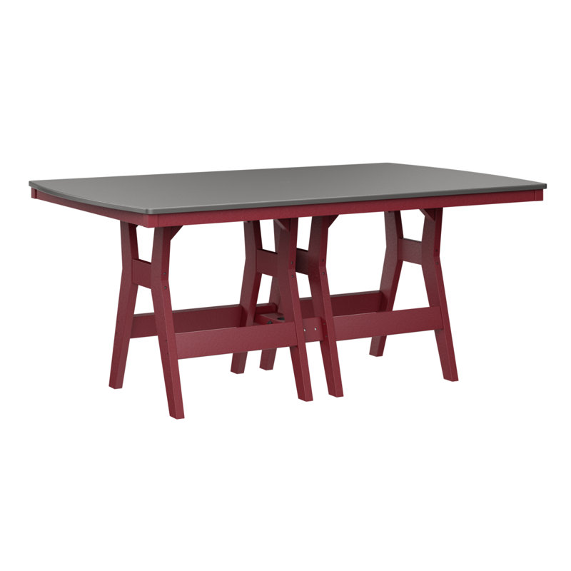 Harbor Outdoor Dining Table, Scarlet Red, 30.37" H x 72" W x 44" D, Hammered Top Stainless