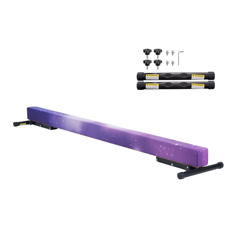 Poutre réglable Balane pour enfants, poutre de gymnastique de 8 pi, poutres de plancher hautes et basses de 5 hauteurs réglables pour tous les niveaux de gymnastique, équipement de gymnastique professionnel pour la maison et le centre de gymnastique, Galaxy