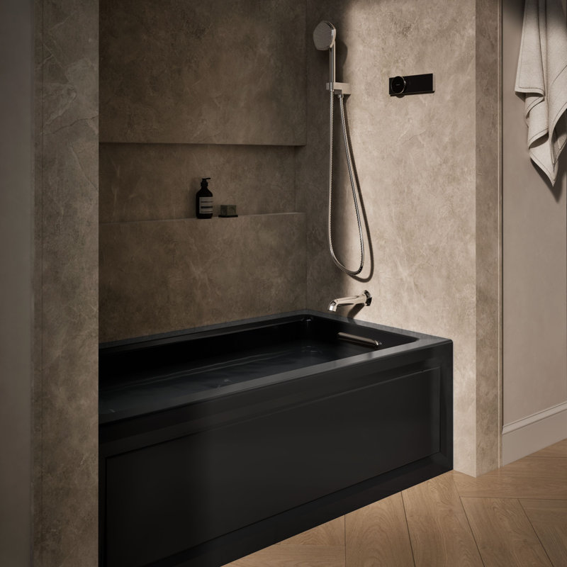 Archer Alcove 60" x 32" Whirpool Bathtub, Black, Right