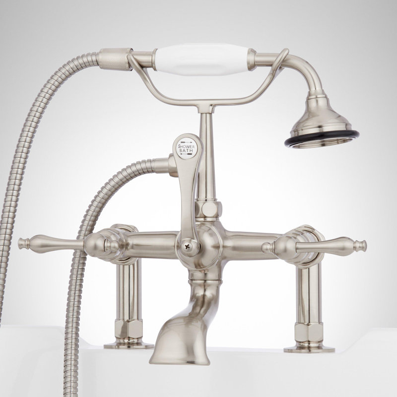 Polished Nickel Telephone Style Deck Mounted Roman Tub Faucet