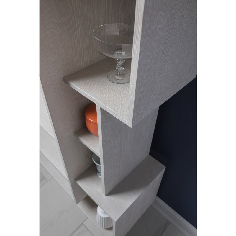 Misty White Gray Adjustable Asymmetrical Wood Bookcase