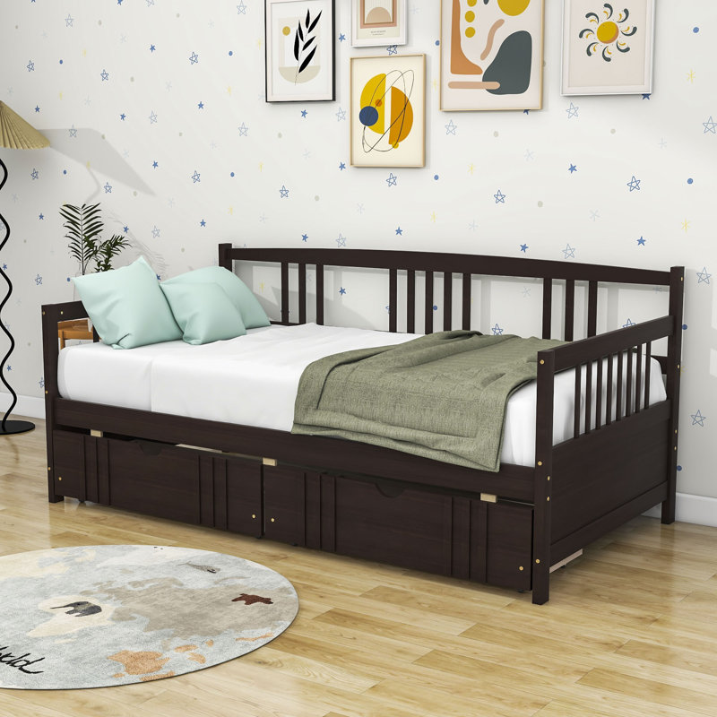 Merridale Twin Wooden Daybed with Two Drawers, Espresso