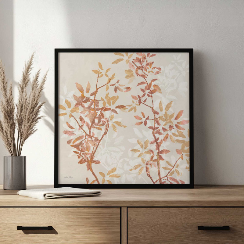 «Rust Leaf Silhouettes» par Amber Sterling, reproduction d'art, L 30 po x H 30 po, Noir, Impression encadrée