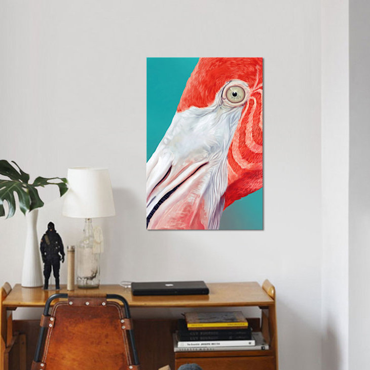 «Flamingo», impression sur toile, H 12 po x l 8 po x P 0,75 po, Toile tendue, Pas de tapis