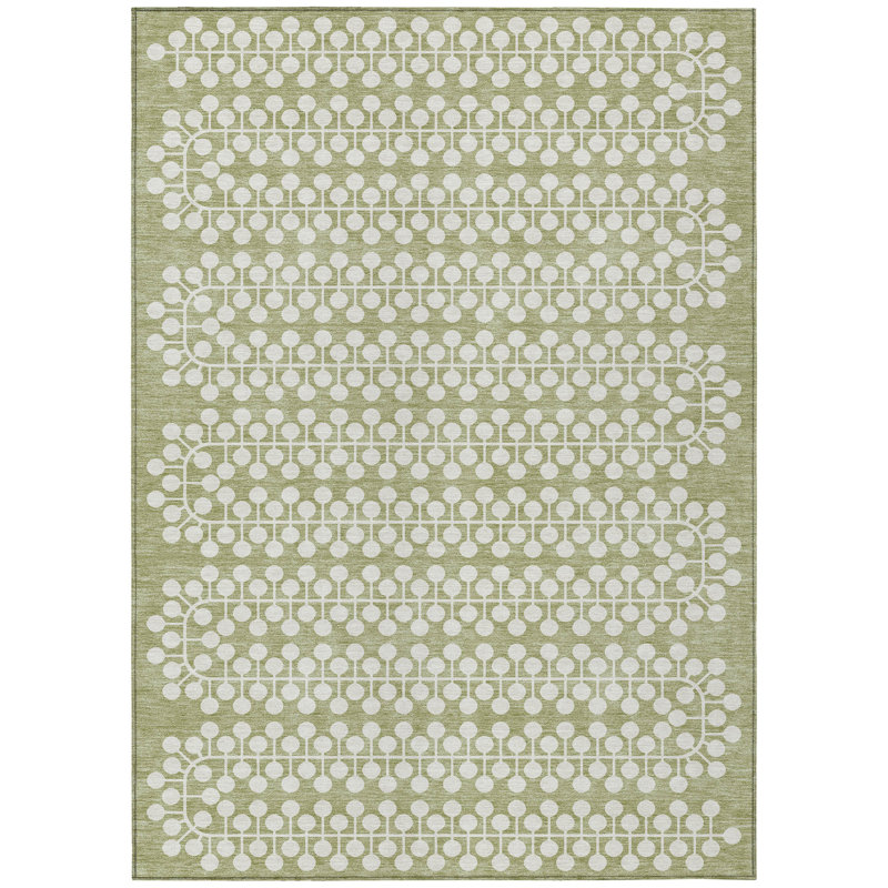 Machine Washable Indoor/Outdoor Gursevak ACN2247 Geometric Rug, Rectangle 3' x 5'