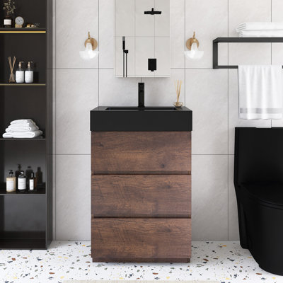 Meuble-lavabo autoportant 24 po avec plateau en résine intégré